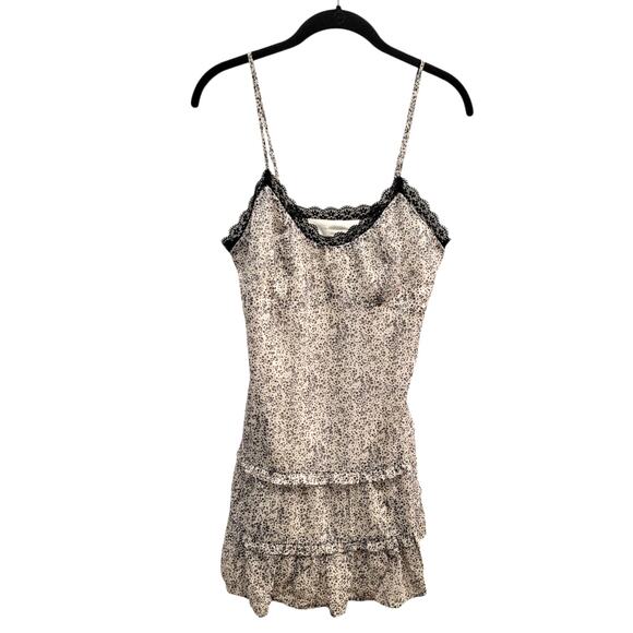 NWT Kimchi Blue Y2k Cleo Lace Trim Chiffon Slip Mini Dress Small White Black - Picture 1 of 16
